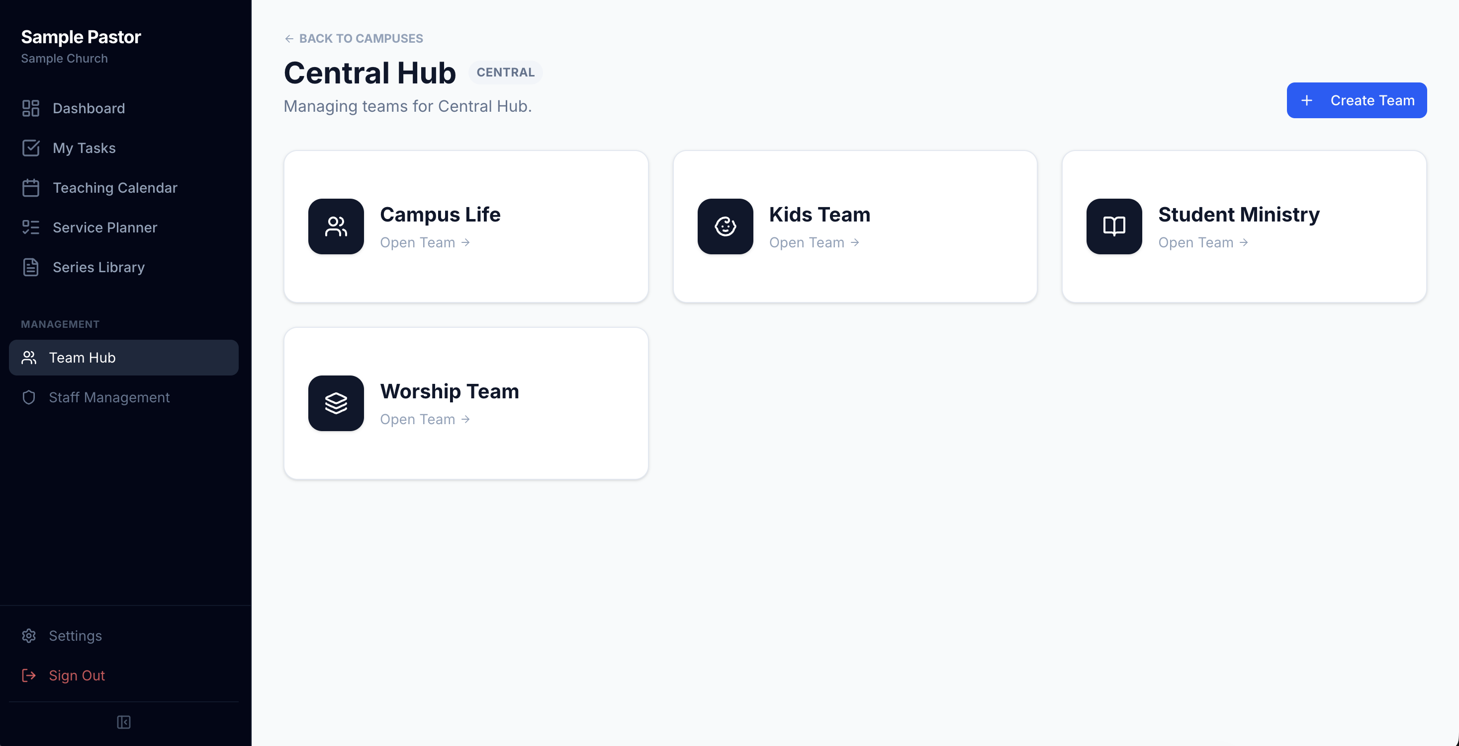 Team Hub Dashboard